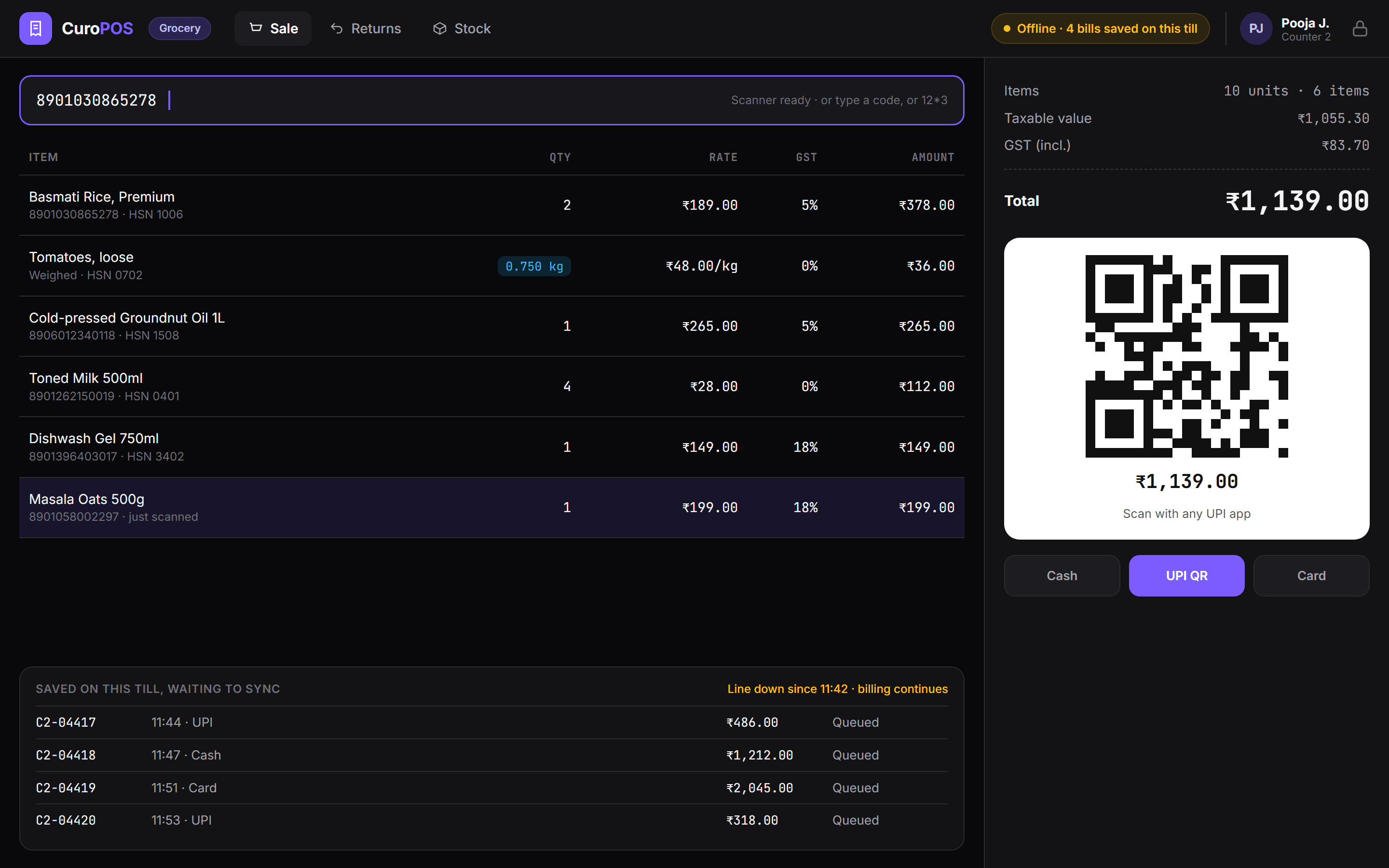 CuroPOS Billing and payments